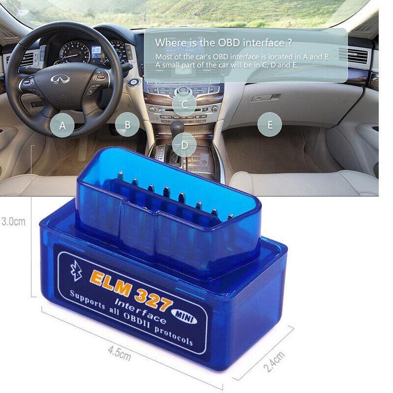 Bluetooth OBD2 Car Diagnostic Scanner, ELM327 Mini - Blue - view 4
