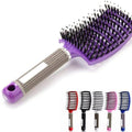 Boar Bristle Detangling Hairbrush, Vented Nylon Pin Brush - White - view 3