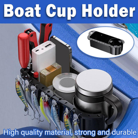 Boat Cup Holder and Marine Fishing Tool Organiser with Drink Rack - Black