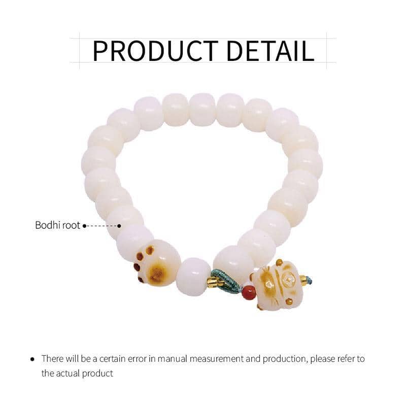 Bodhi Root Bracelet with Cat Paw Charm, Retro Chinese Style Beaded Jewellery - view 3