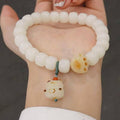 Bodhi Root Bracelet with Cat Paw Charm, Retro Chinese Style Beaded Jewellery - view 4