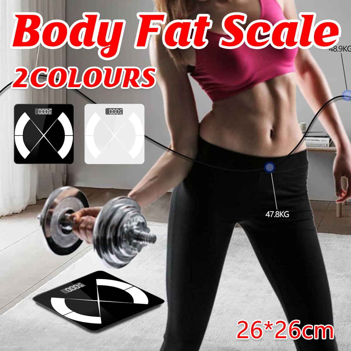 Body Fat Scale with Tempered Glass - Black - view 2