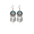 Bohemian Dreamcatcher Tassel Earrings for Women - Silver