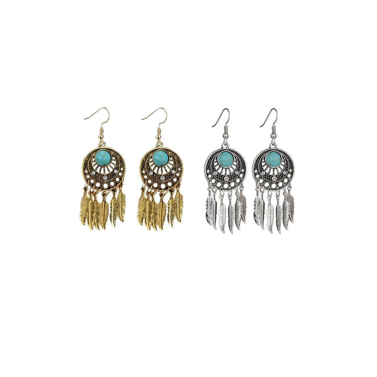 Bohemian Dreamcatcher Tassel Earrings for Women - Silver - view 3