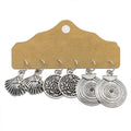 Bohemian Earrings, Set of 3 Pairs - Silver Shell, Rose and Spiral Disc