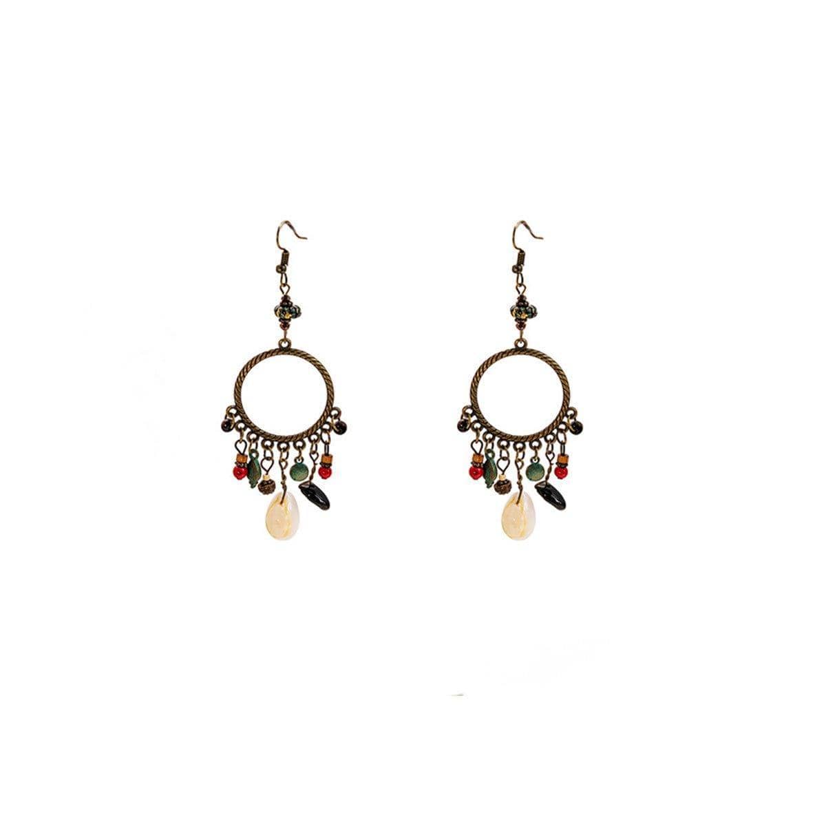 Bohemian Geometric Dreamcatcher Tassel Earrings for Women - view 2