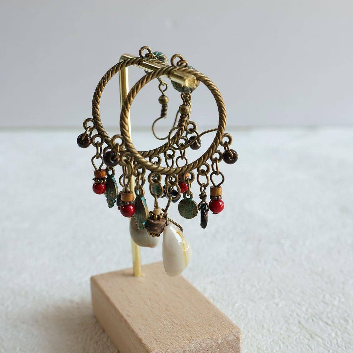Bohemian Geometric Dreamcatcher Tassel Earrings for Women - view 3