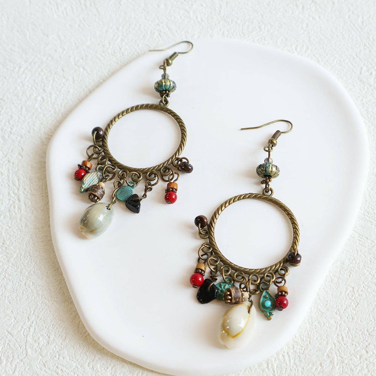 Bohemian Geometric Dreamcatcher Tassel Earrings for Women - view 4