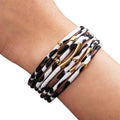 Bohemian Multi-Layer Faux Leather Leopard Print Bracelet - White, 19 cm - view 4