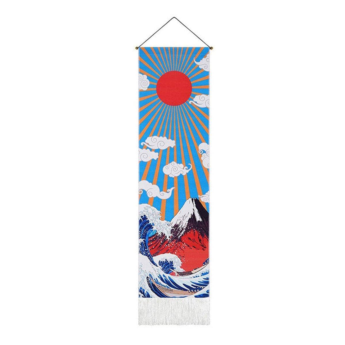 Bohemian Wall Hanging Tapestry - Ocean Wave and Red Sun