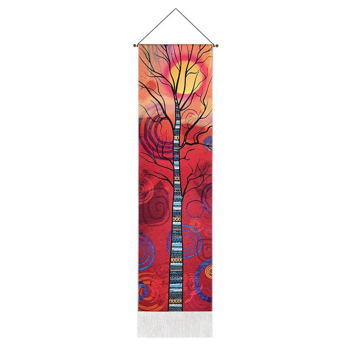 Bohemian Wall Hanging Tapestry - Tree of Life in Red and Orange