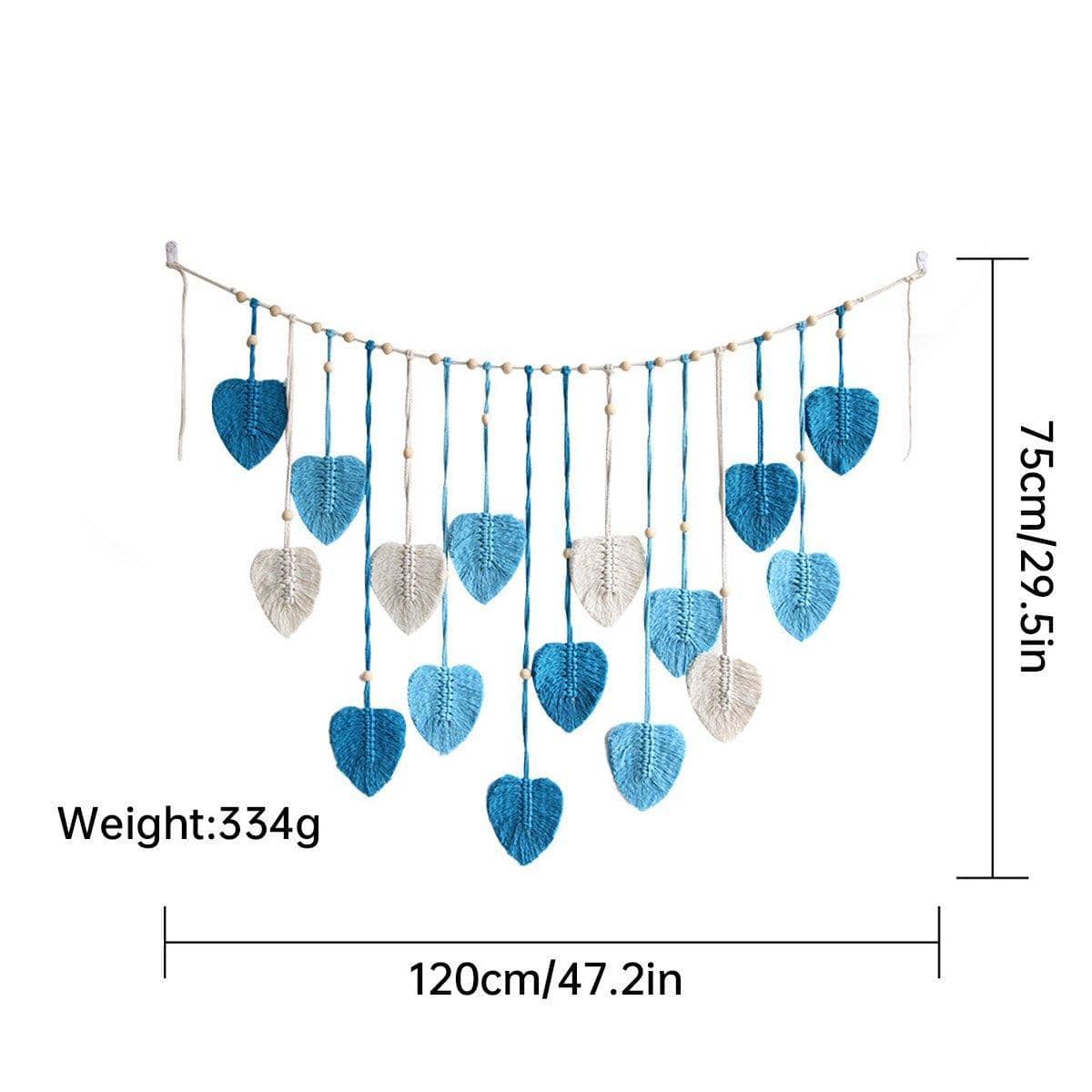 Bohemian Woven Leaf Tassel Wall Hanging for Bedroom Decor - Blue - view 4