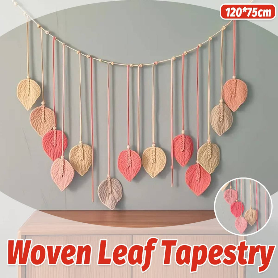 Bohemian Woven Leaf Wall Hanging Tapestry, 120 x 75 cm