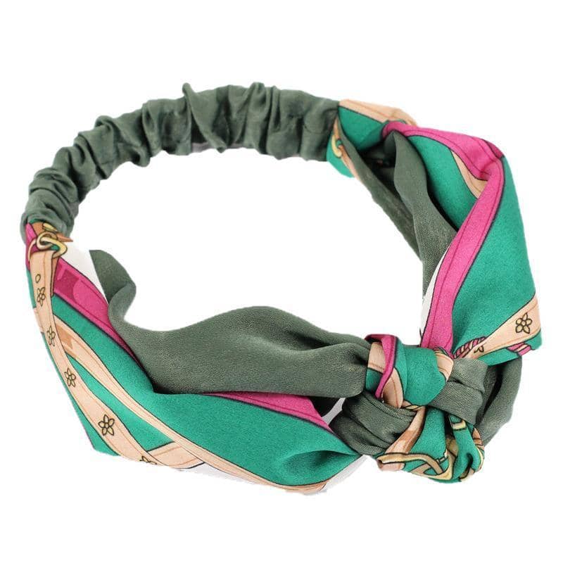 Boho Cross Headband in Cloth - Green