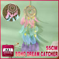 Boho Feather Dream Catcher with LED Lights for Girls Bedroom Wall Decor