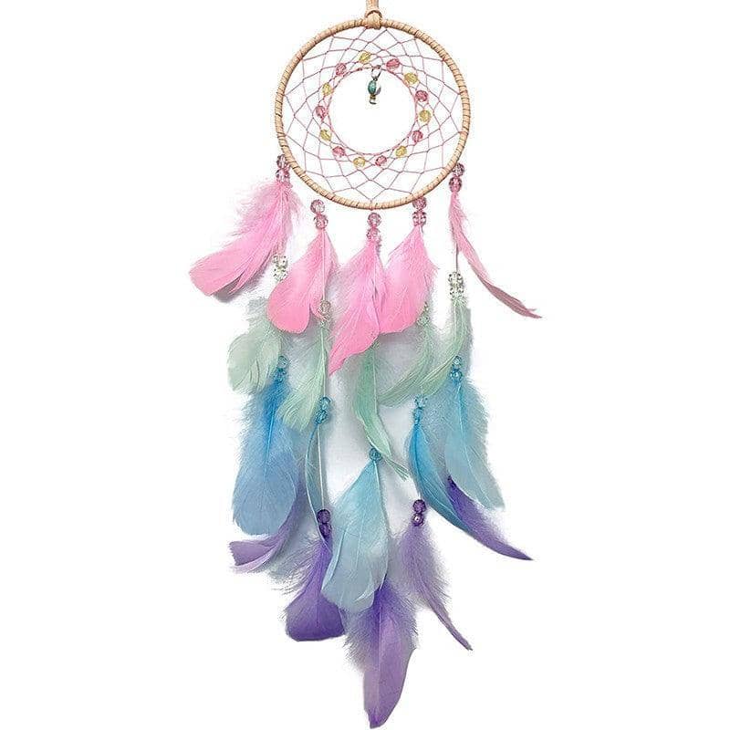 Boho Feather Dream Catcher with LED Lights for Girls Bedroom Wall Decor - view 2