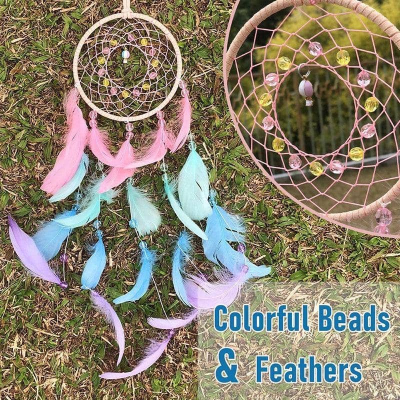Boho Feather Dream Catcher with LED Lights for Girls Bedroom Wall Decor - view 3
