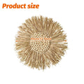 Boho Hand-Woven Straw Round Wall Hanging with Wooden Beads, 45 x 45 cm - view 3