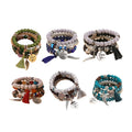 Boho Layered Charm Bracelet Set of 4 with Tassel - Royal Blue - view 3