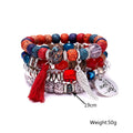 Boho Layered Charm Bracelet Set of 4 with Tassel - Royal Blue - view 5