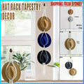 Boho Macrame Hat Hanger - Three Hats, Braided Loops with Fringe - view 2