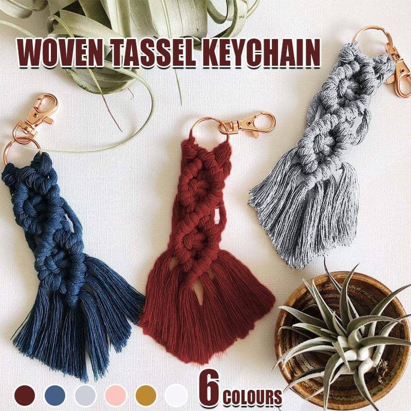 Boho Macrame Keychain with Tassel - Dark Blue - view 2