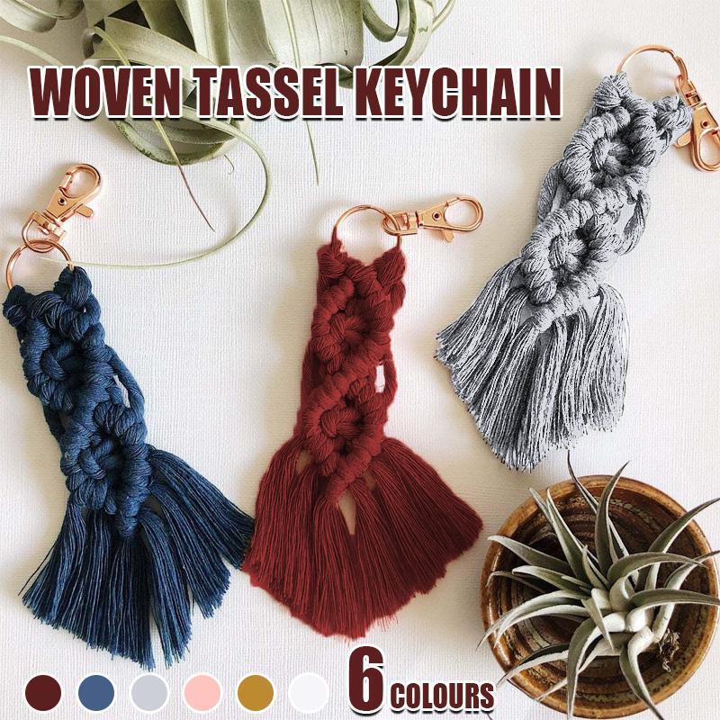 Boho Macrame Keychain with Tassel - Pink - view 2