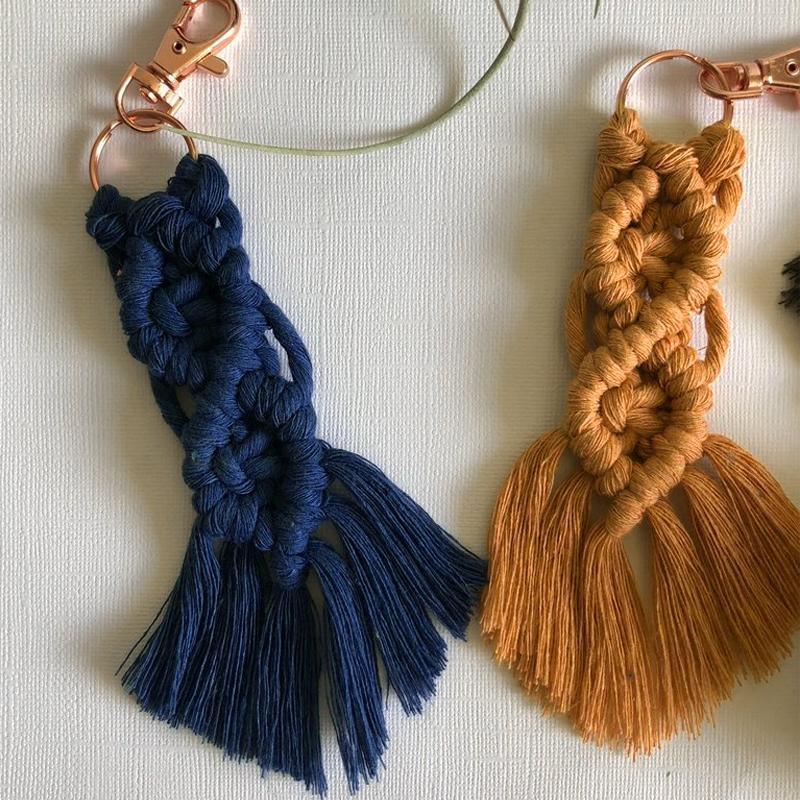 Boho Macrame Keychain with Tassel - Pink - view 5