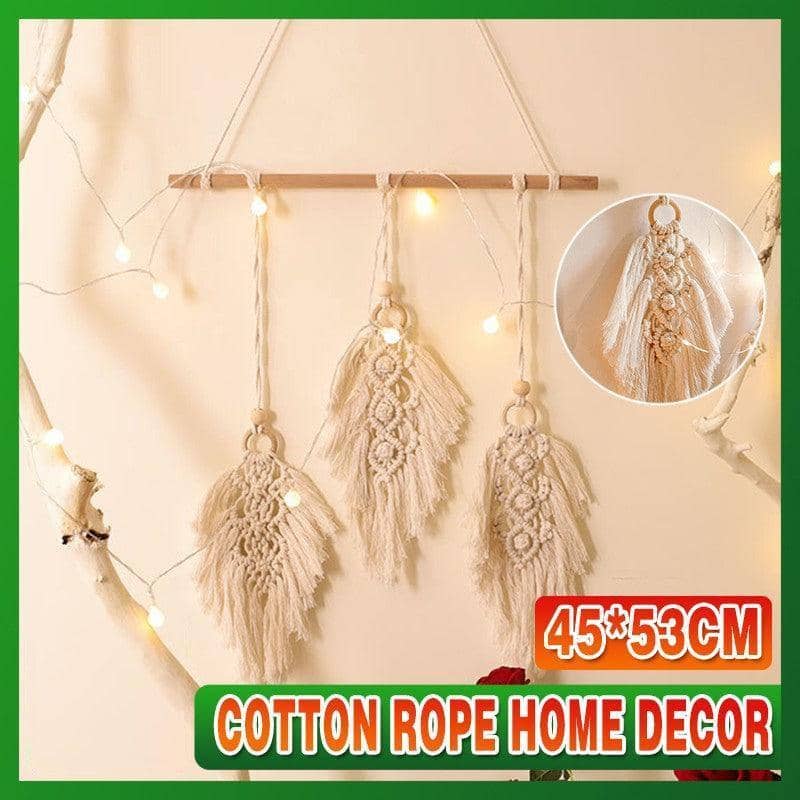 Boho Macrame Leaf Wall Hanging, Handmade Cotton Rope - 45 x 53 cm
