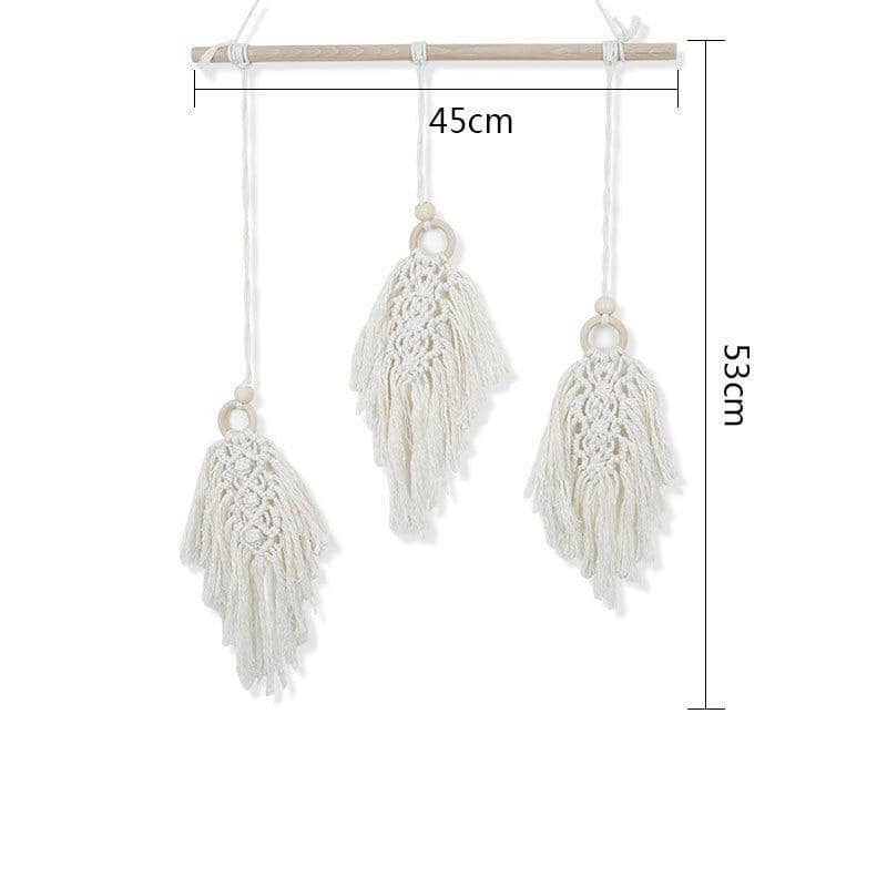 Boho Macrame Leaf Wall Hanging, Handmade Cotton Rope - 45 x 53 cm - view 4