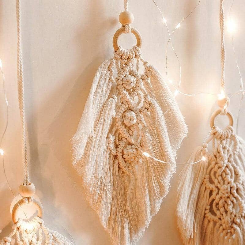 Boho Macrame Leaf Wall Hanging, Handmade Cotton Rope - 45 x 53 cm - view 5