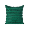 Boho Tassel Fringe Striped Cushion Cover, 45 x 45 cm - Dark Green