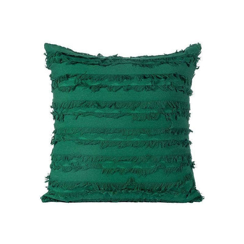 Boho Tassel Fringe Striped Cushion Cover, 45 x 45 cm - Dark Green