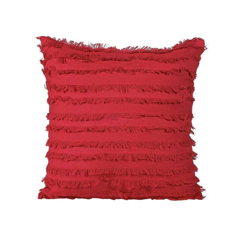 Boho Tassel Fringe Striped Cushion Cover, 45 x 45 cm - Red