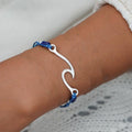 Boho Woven Bracelet and Anklet Set, 3 Pieces - Blue - view 5