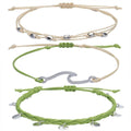 Boho Woven Bracelet and Anklet Set, 3 Pieces - Green
