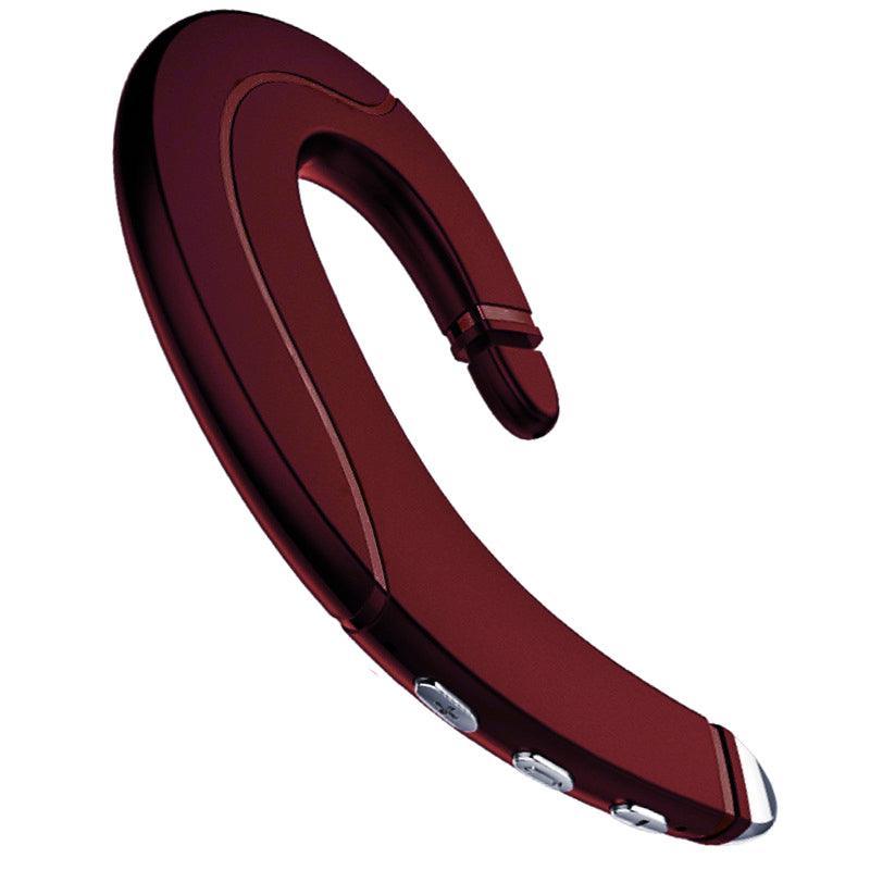 Bone Conduction Bluetooth Earphone, Ear-Hook Sports Headset - Dark Red