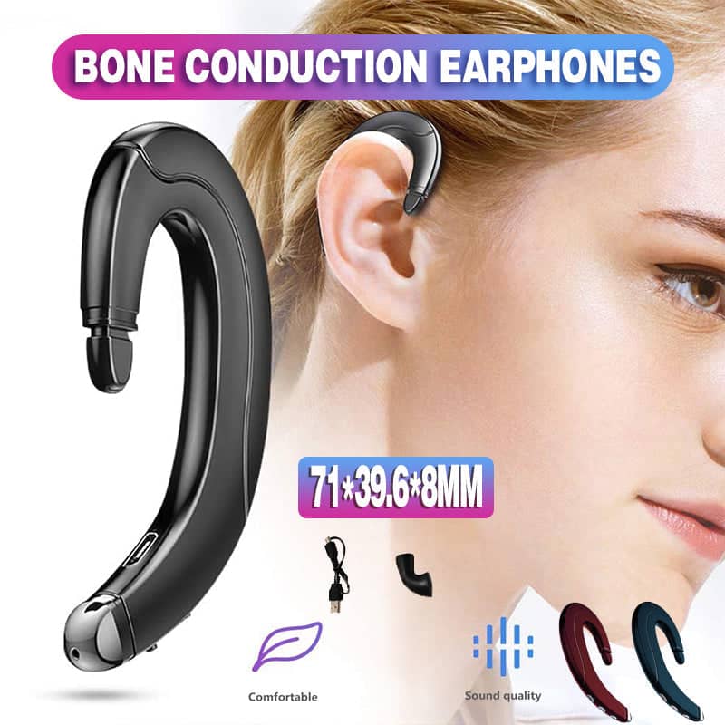 Bone Conduction Bluetooth Earphone, Ear-Hook Sports Headset - Dark Red - view 2
