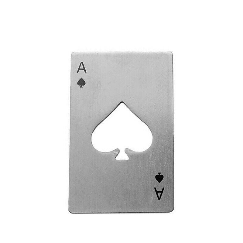 Bottle Opener in Stainless Steel, Ace of Spades Card Design - Silver