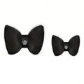 Bow Car Headrest Neck Pillow - Black with White Camellia Embroidery - view 3