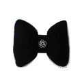 Bow Car Waist Support Pillow - Black with White Camellia Embroidery