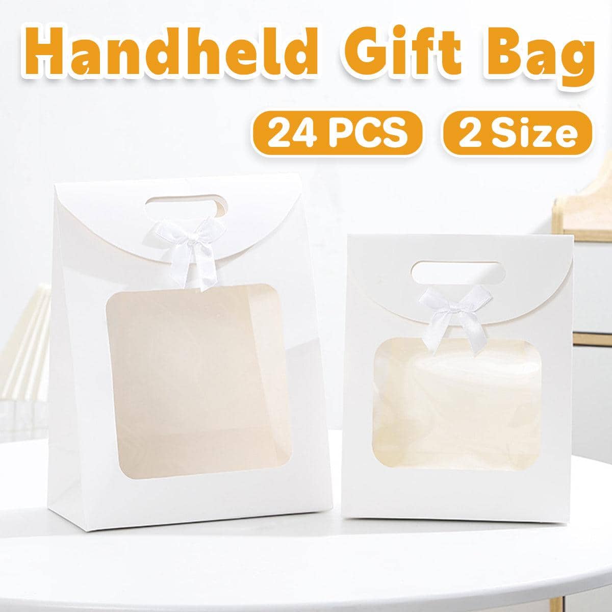 Bow Flap Gift Tote Bag with Window and Handle, Pack of 24 - 26 x 19 x 9 cm - view 2