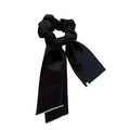 Bow Hair Scrunchie with Ribbon Tails - Black