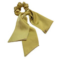 Bow Hair Scrunchie with Ribbon Tails - Olive Green