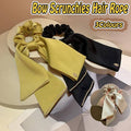 Bow Hair Scrunchie with Ribbon Tails - Olive Green - view 2