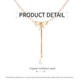 Bow Tie Short Necklace for Women, Imitation Pearl Collarbone Chain - view 3