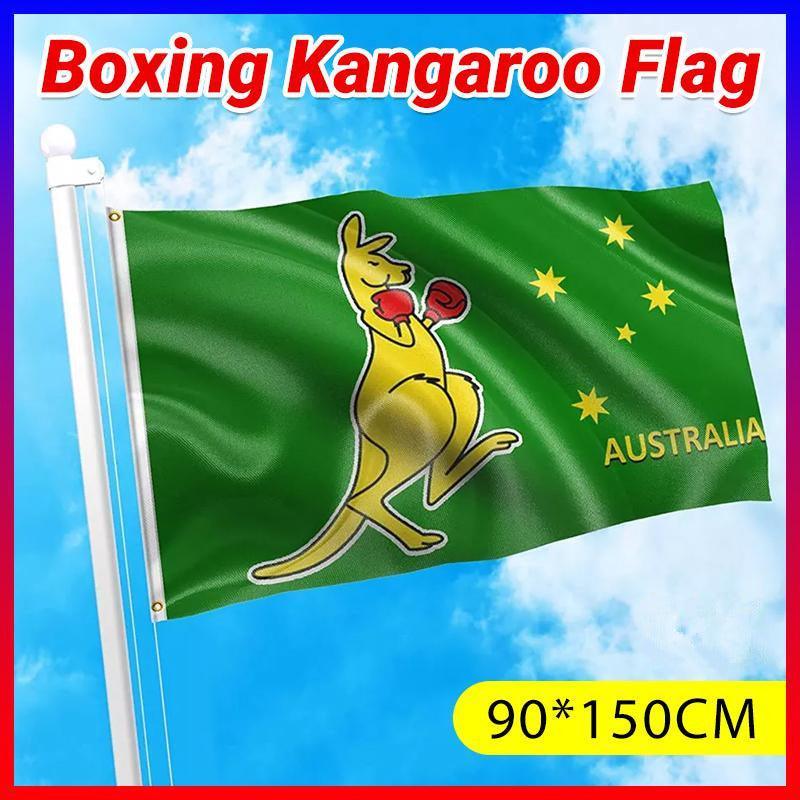 Boxing Kangaroo Flag, 90 x 150 cm (3 x 5 ft) Woven Polyester Banner