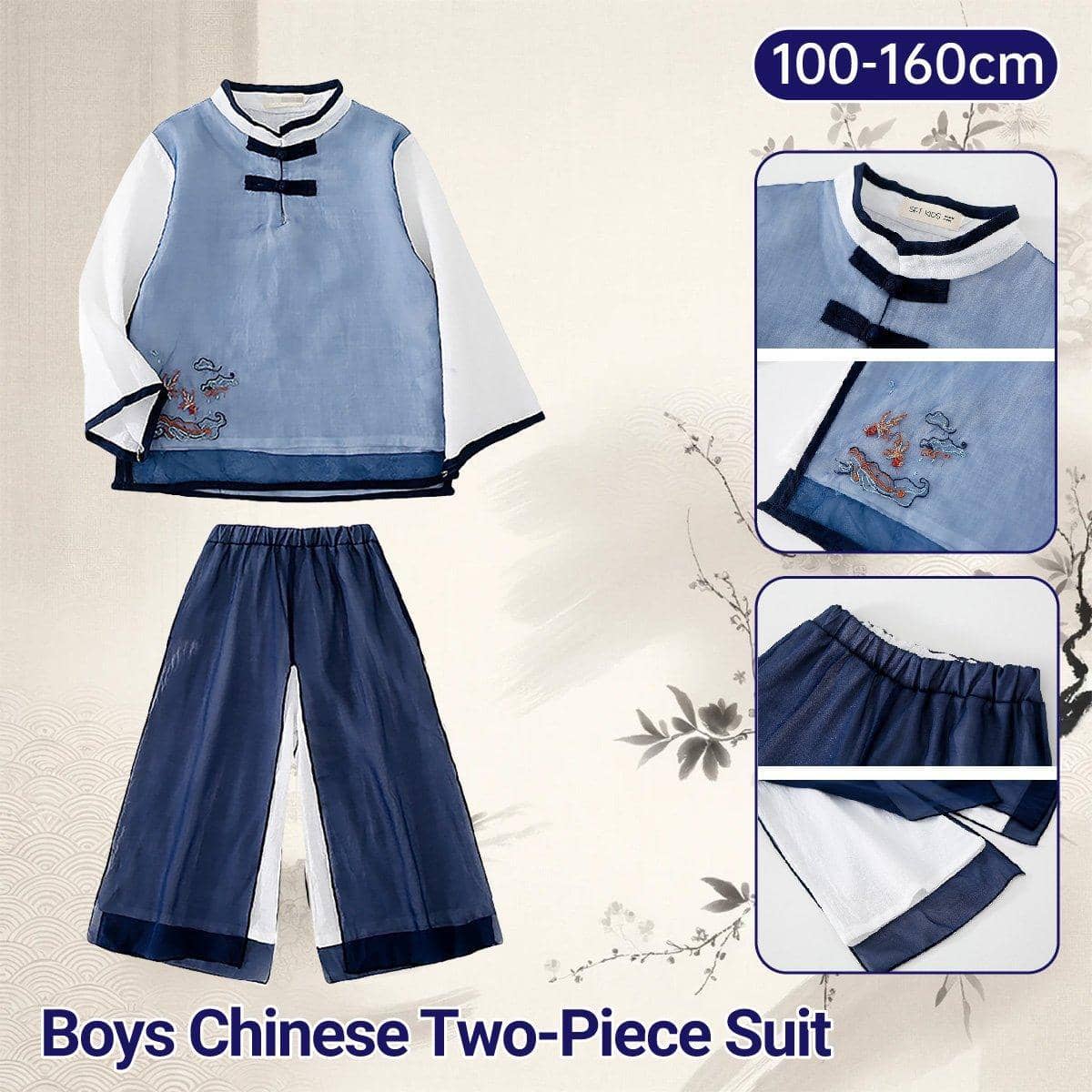 Boys Chinese Hanfu Costume Set, Traditional Style - 150 cm - view 2