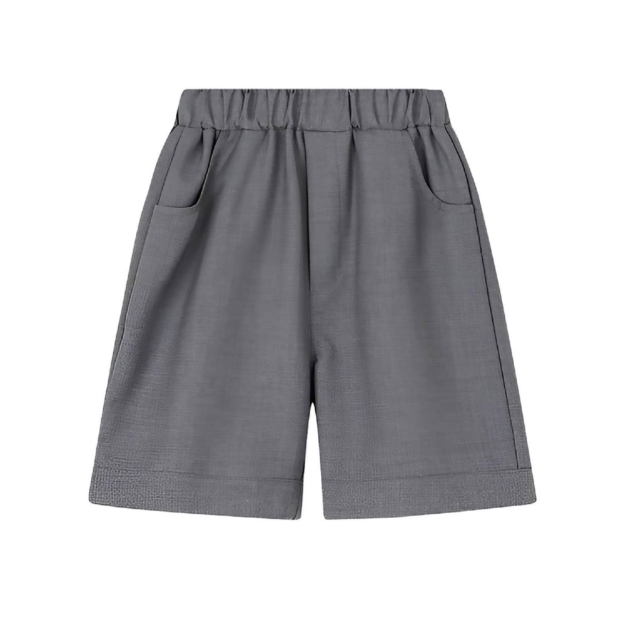 Boys Cotton Blend Summer Shorts - Grey, Size 100 (Length 33 cm)