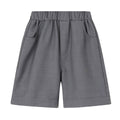 Boys Cotton Blend Summer Shorts - Grey, Size 140 (Length 39 cm)